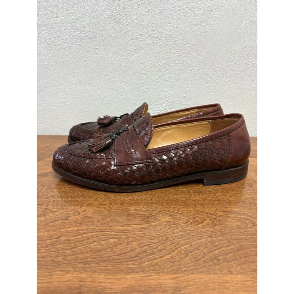 JOHNSTON AND MURPHY Brown Woven Leather Loafer